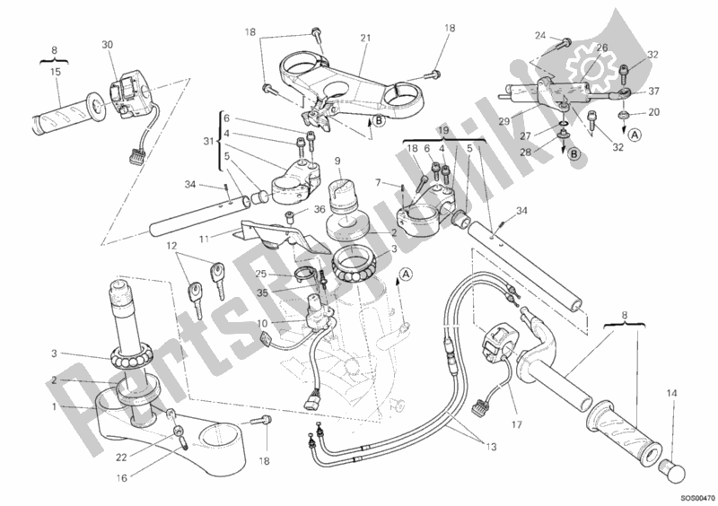 Toutes les pièces pour le Guidon du Ducati Superbike 1198 S Corse 2010